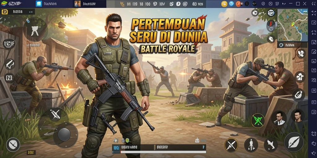 Gameplay menegangkan di 62VIP dalam pertempuran Battle Royale.