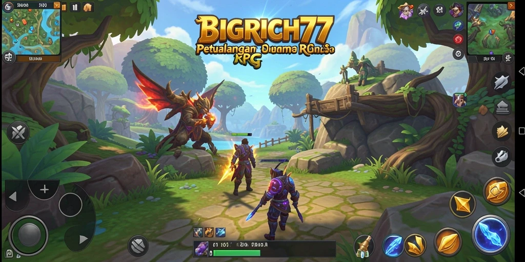 Screenshot gameplay menunjukkan aksi pertarungan seru di dunia RPG.