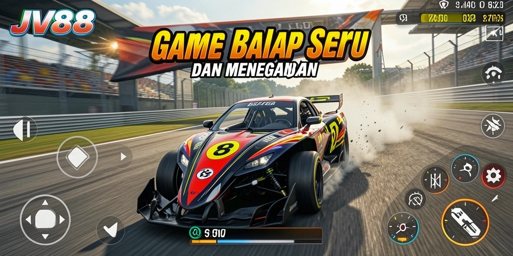 Screenshot menunjukkan momen balap mendebarkan dengan grafis yang memukau.