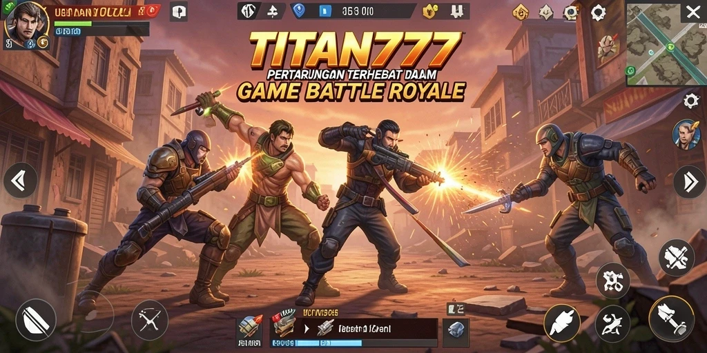 Screenshot gameplay TITAN777 menampilkan aksi seru dan grafis canggih dalam pertarungan Battle Royale.